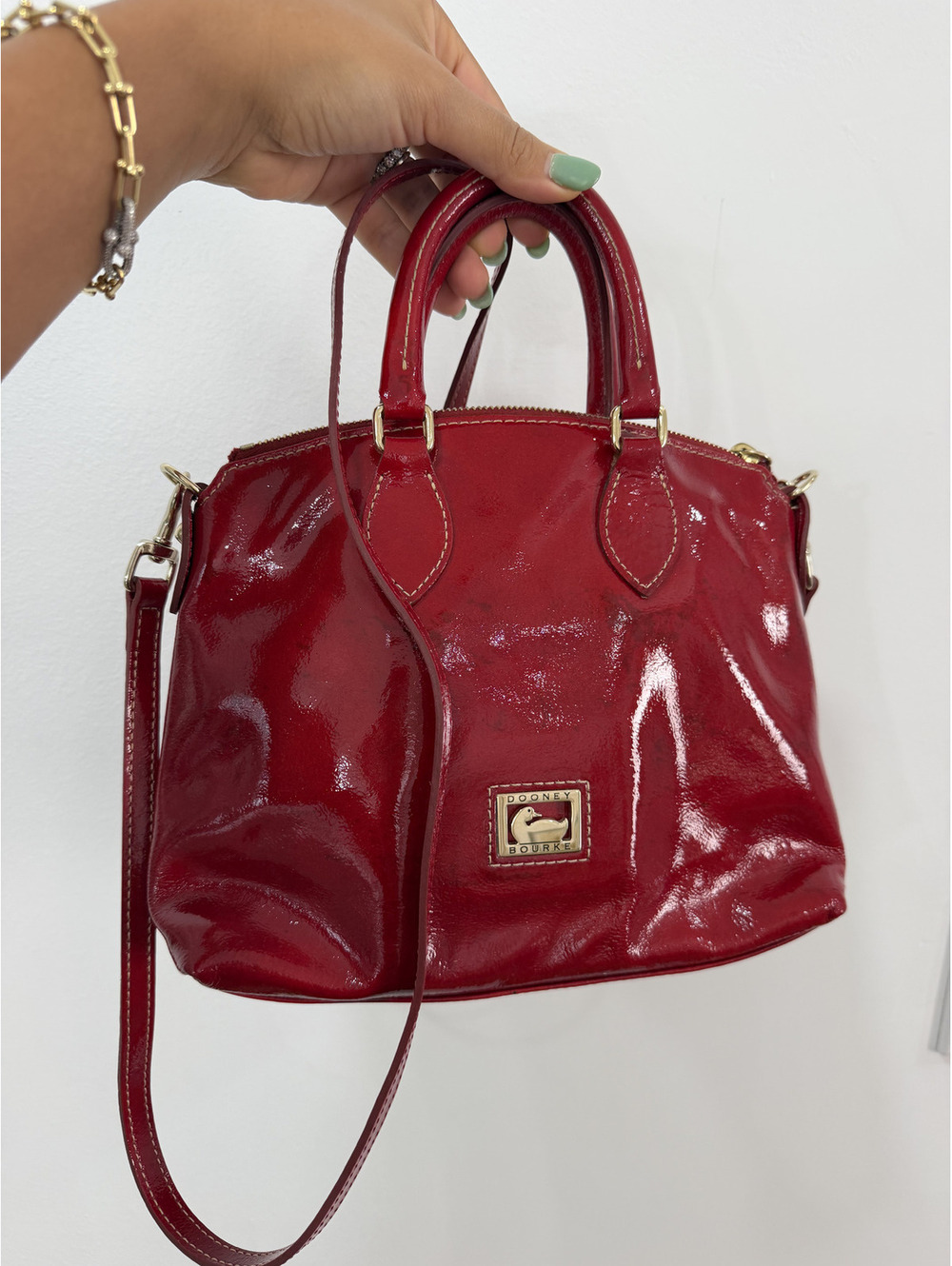 Original Vintage Dooney & Bourke True Red Leather Hand Bag patent leather